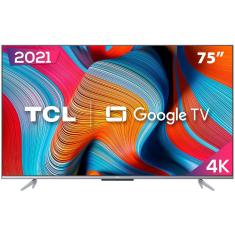 Smart TV LED 75" 4K TCL Google TV 75P725 UHD, HDR10, Dolby Vision Atmos, Bluetooth, Comando de voz à distância, Google Assistant e Borda Ultrafina