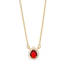 Colar Rommanel Banhado Ouro Pingente Gota Com Cristal Vermelho E Zircônias 531491