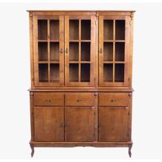 Armário de Cozinha com Cristaleira de Vidro e Madeira Luís XV com 6 Po