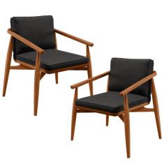 Kit 02 Poltronas Decorativas Sala de Estar com Cintas de Material Sint