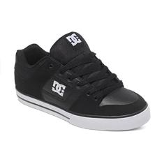 DC Tênis masculino puro casual de cano baixo com cadarço, Preto/Preto/Branco, 41