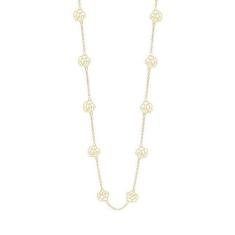 Colar Rommanel Banhado A Ouro Fio Com Flores Rosas Vazadas 531247