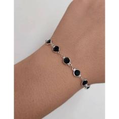 Pulseira Bracelete Feminino Adulto e Infantil Com Pedras Cristais Ponto de Luz Tiffany Cristal Folheado a Prata Moda