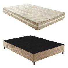 Box Casal Júlia 42x138x188cm com Colchão Casal Quality Plus Duoface 20x138x188cm Paropas By Ecosono Rustico Bege