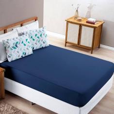 Jogo De Lençol King Quality Malha 100% Algodão 3 Peças - Geometrico Azul