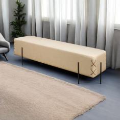 Recamier Banco Luxo Eros Sala de Estar Bege Claro