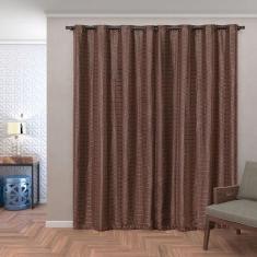 Cortina Blackout Pvc Com Tecido Voil Xadrez 2,80 M X 2,30 M - Marrom -