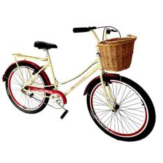 Bicicleta feminina com cesta vime aro 26 retrô vintage mary - Maria Cl