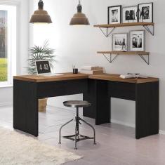 Mesa para Escritório Studio L Argan Preto Tex  Caemmun