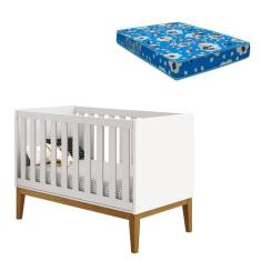 Berço Americano New Classic Branco com Pés Madeira e Colchão  Reller