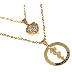 Colar Duplo Cordão Odontologia Dentista Folheado Ouro 18k