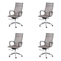 Kit 4 Cadeiras Escritorio Presidente Esteirinha Tela Mesh 3303 - OR De