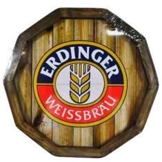 Quadro Tampa De Barril Em Madeira Rústica Cerveja Erdinger