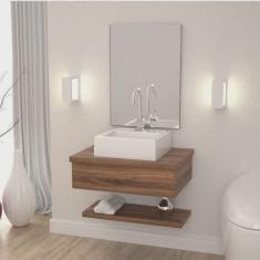 Gabinete para Banheiro com Cuba Q35 e Prateleira 605W Metrópole