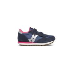 Saucony Originals Tênis unissex infantil Originals Jazz Double Hook & Loop (criança pequena), Azul-marinho/prata/rosa, 18