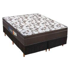 Cama Box Queen: Colchão Espuma Polar D28/Ep Orthoface + Base Crc Rústico Black(158X198)