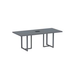 Mesa De Reunião Retangular Com Power Box 200cm Pe40 Grafito