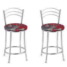 Kit 2 Banquetas Cromadas Bc26-c E509 Cromado-vermelho