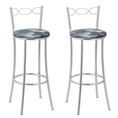 Kit 2 Banquetas Cromadas Bc51-a E510 Cromado-azul