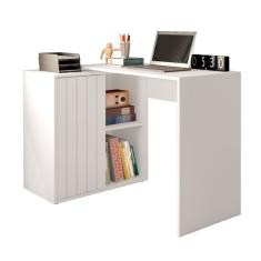 Escrivaninha Para Escritório Com 1 Porta Ripada Start Branco Fosco