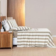 Jogo De Cama 100% Algodão Marin Solteiro 03 Peças Caqui