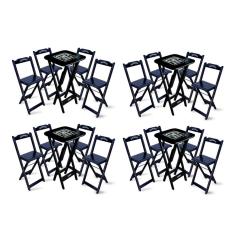 Kit 4 Conjuntos De Mesa Bistrô Dobrável Jack Daniel's Com 4 Banquetas De Madeira Preta