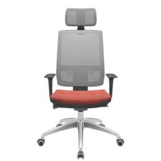 Cadeira Office Brizza Tela Cinza Com Encosto Assento Concept Rose Auto
