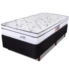 Cama Box Solteiro Colchão Molas Ensacadas Com Pillow e Box Preto 88x188x57cm - BF Colchões