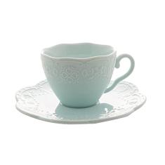 Conjunto 4 Xícaras de Café de Porcelana com Pires Butterfly Azul 120ml - Wolff