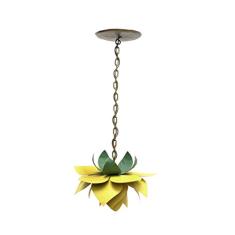 Lustre Para Quarto Pequeno de Ferro Artesanal Rustico 01 Boca com Flor