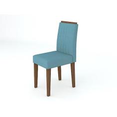 Kit Com 2 Cadeiras Para Sala De Jantar Ana Imbuia Azul claro WD26 New Ceval