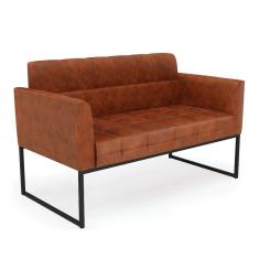 Sofá Namoradeira Elisa Corano Nozes Base Metálica Industrial Preto - D`Rossi