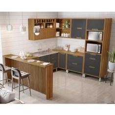 Cozinha 9 Peças Imperatriz Gourmet Canto 100% Mdf Freijó/grafite
