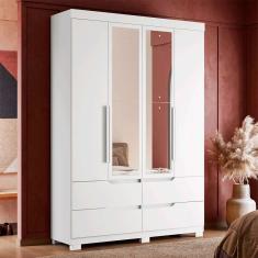 guarda-roupa solteiro com espelho doble 4 pt 4 gv branco