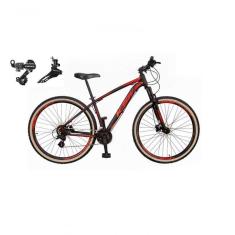 Bicicleta Aro 29 Ksw Xlt Alumínio 24v Câmbios Shimano Garfo Suspensão Pneu Faixa Bege Preto-vermelho-laranja 19