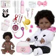 Boneca Tipo Reborn Recém Nascida Negra Princesa Pandinha - Cegonha Reb