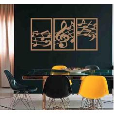 Quadro Decorativo Vazado Notas Musicais MDF 3mm Branco - Decoarts