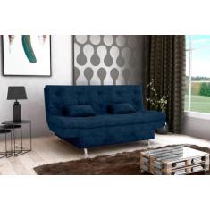 Sofá Cama Salomé Suede Azul B254 - Matrix - LM DECOR