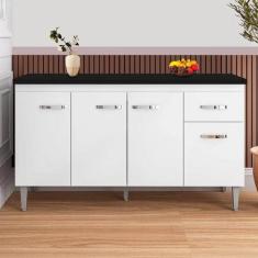 Balcão Gabinete Para Pia Gabriela 150mt 4 portas 1 gaveta Com tampo Fl