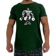 Camiseta Longline Manga Curta MXD Conceito Halteres BodyBuilder, Verde