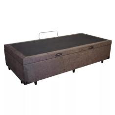 Cama Box Baú Solteirão King Blindado Suede Marrom