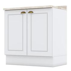Balcão 2 Portas 80cm Americana Branco com Tampo Calcare - Móveis Henn,