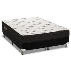 Cama Box Queen: Colchão Espuma Ortobom D45 Light Ortopilow + Base crc Suede Black(158x198)