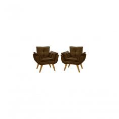 Kit 02 Poltronas Decorativas Opala Suede Rosa Bebê