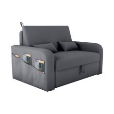 Sofá Cama com Baú 2 Lugares 140cm Lady Day Cinza Matrix