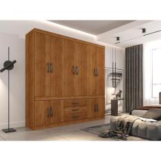 Guarda Roupa Roupeiro New Parma 10 Portas 3 Gavetas Sem Espelho Cinamomo - Sallêto