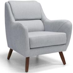 Poltrona Decorativa Para Sala de Estar e Recepção Gooby D02 Linho Cinz