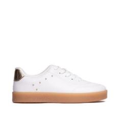 Tênis Infantil Molekinha com Detalhe Lateral Branco/dourado-Feminino