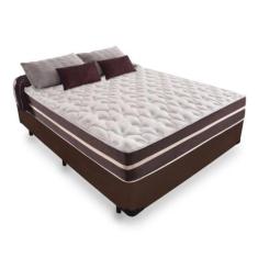 Kit Cama Box Queen e Colchão Classic Molas Ensacacas Anjos Marrom