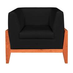 Poltrona Lucy Linho Preto A79 Base Madeira Castanho D´rossi